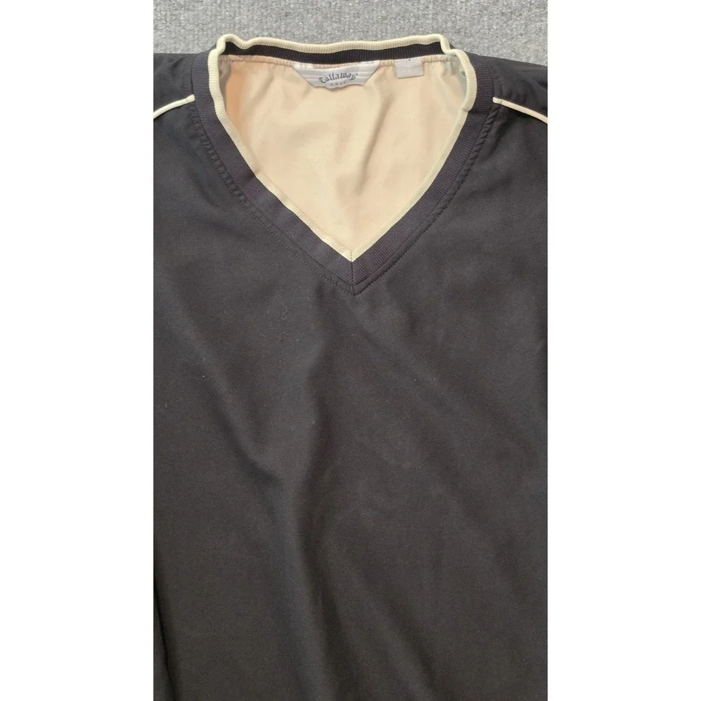 Callaway Golf Mens XL‎ Black V Neck Wind Pullover Sweater Jacket EUC